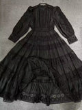 Vintage Dress Dress Autumn Women's Hollow Lace Slimmed Retro Style 68HZ