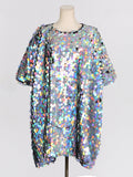 Street Style Loose Plus-Size Skirt 2025 Spring New Fashion Round-Collar Squint Splicing Dress Women's Trend 68HZ