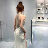 A Toasting Dress Girl Light Luxury Niche Senior Feeling Bride Out Of The Pavilion Banquet To Greet The Birthday Party Of The Dinner Dress Hanging Long Dress 68HZ