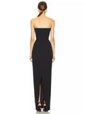 High-End Women's Twisted Tweed Tweed Dress Black Leaky Back Bra Long Dress Small Design Hollow Dress 68HZ