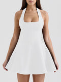 Fang Collar Hanging Neck Collar With Short Skirt 2025 New Waist Display Thin Short Color Dress Women's Summer 68HZ