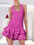 Sweet And Spicy Sexy Wind 2024 Spring New Loose Waist Fold Design Lotus Leaf Side Short Sling Dress 68HZ