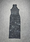 French Hot Diamond Sling Dress High-End Light Luxury Evening Dress Party Show Back Dress 68HZ