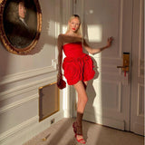 New High-End Women's Sexy Decorative Three-Dimensional Flower Dress Female Temperament Bare Back Tset Dress 68HZ