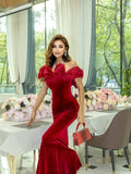 One-Word Shoulder Evening Dress Dress High-End Light Luxury Niche Host Annual Meeting Dress Art Exam Senior Sense Fishtail Dress 68HZ