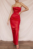 2024 New Silk And Satin Braked Fork And Knee Dress Dress Sexy Evening Dress 68HZ