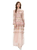 High-End Women's Dress 2024 Early Spring New Heavy Industry Embroidery Flower Bow Yarn Dress 68HZ