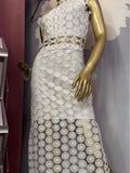 Design Sexy Hollow Water-Soluble Flower Body Sleeveless Fork Short-Sleeved Dress Long Dress New Spring And Summer 68HZ
