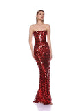 Pearl Suspension Dress Red New 2025 High-End Long Evening Dress Sexy Lien Dress 68HZ