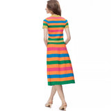 Clip Striped Print Short-Sleeved Top + Hip Half-Skirt Casual Set Women's New Summer 2024 68HZ