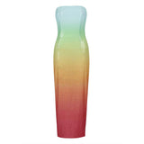 2025 New Breast-Meared Rainbow Gradient Color Photo Dating Travel To Take Photos Graduation Season Dress Famous Evening Dress 68HZ