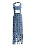 Women's Dress 2025 New Fashion High-End Hollow Cut-Up Slim Slimming With Denim Dress Women's Summer 68HZ