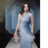 Evening Dress Women 2024 New Design Sense Of Niche Annual Meeting Host Fishtail Show Solo Performance Of Senior Sense Female 68HZ