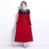 Women's Clothing 2024 New Heavy Industry Nail Polish Shiny Dress Temperament Lantern Sleeve Pressure Laminated Long Dress 68HZ