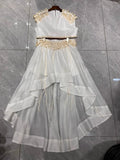 Spring And Summer Heavy Industry Shell Decoration Top + High Waist Skirt Set 68HZ