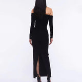 New Sexy Bosom Long Dress Body-Dexing Fashion Decoration Flower Opening Dress Dress Woman 68HZ