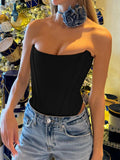 Spice Girls Wear Women's Clothing New Sexy Brass Vests Short-Short Umbilly Tied With Corset Fish Bone Top 68HZ