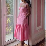 Summer New Hottie Crumided Sling Dress Body-Dew Long Skirt Print Dress Sweet Spicy Wind 68HZ