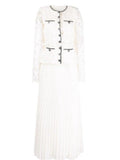 Small Name Studded Woven Strip Lace Embroidery Hook Hollow 100-Fold Long Dress Apricot Color 68HZ