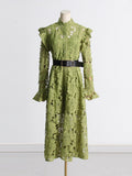 Artistic Retro Style Dress 2025 New Fashion Temperament Niche Design Hollow Lace Dress Long Lady 68HZ