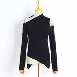 Sexy Top Dress 2025 Summer New Sleeve Design Sleeves Hollow Open Shoulder Solid Color Knitwear 68HZ
