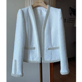 Smell Small Fragrant Wind! Heavy Industry Nails Fashion Temperament Cane Coarse Flowers Commuting OL Hair Blazer Woman 68HZ