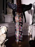 New Thoracic Mesh Senash Embroidery Prints Elegant Thin Women's Dress 68HZ