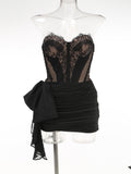 Women's New Sexy Perspective Lace Mesh Yarn Corset Dress High-End Temperament Tight Dress Dress 68HZ