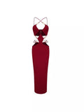 INS Hottie Sexy Bag Hip Dress Metal Ring Hanging Neck Sling Bare Back Hollow Bandage Dress Dress Dress 68HZ