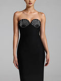 Twisted Skirt Sexy Diamond Bra Dress Dress High-End Light Luxury Niche Evening Dress Dedicated 68HZ