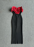 High-End Women's Dress Big Flower Collar Shoulder Repair Slimming Banda Skirt 68HZ