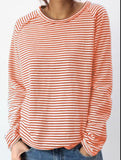 2025 New Casual Women's Loose Collar With Shoulder Long Sleeve Top Striped Prints Of Shawl 68HZ