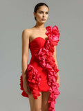 New Sexy Shoulder Bag Hip Dress High-End Temperament Hit The Color Lotus Leaf Dress Skirt Skirt Skirt Dress Skirt 68HZ