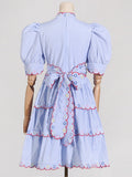 French High-End Dress Women 2025 Summer New Fashion Splicing Strap To Collect Waist Thin Short Skirt Super 68HZ