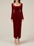 French Famous Style Dress Dress Woman 2025 New Temperament Square Design Pressure Folded Solid Color Dress Skirt 68HZ