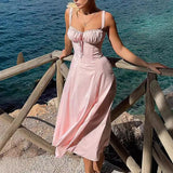 Spice Girls Wear Women's Spring New Fashion Broken Flower Dress Vacation Style Suspension Dress Women's Fork Dress 68HZ