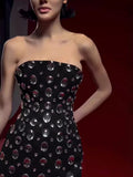 Heavy Industry Bandage Dress Sexy Bra Slit Nail Beads Bodyed And Hip Dress Birthday Party Dress 68HZ