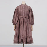 Fashion And Leisure Style Dress 2025 New Heavy Industry Embroidery Single Buckle Lace Dress Woman 68HZ