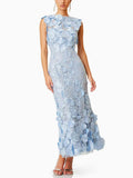 Temperament Flower Collage Design Long Dress Women's Summer 2025 New Three-Dimensional Flowers Waist Display Thin Waist Dress 68HZ