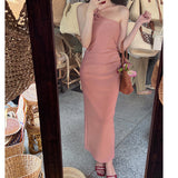 French Temperament Minimalist Flowers Hanging Dress Women's New Design Sense Slimmed Bean Skirt Bag Long Skirt 68HZ