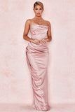 2024 New Silk And Satin Braked Fork And Knee Dress Dress Sexy Evening Dress 68HZ