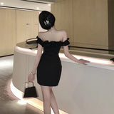 Summer New Temperament Sexy Shoulder-To-Shoulder-To-Heart Dress Women Want To Slim Skinny Ass Skirt 68HZ