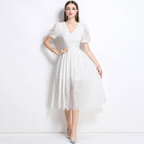 White Dress Female Travel Photo Summer French Hollow High-End Feel Seaside Beach Long Skirt 68HZ