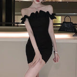 Summer New Temperament Sexy Shoulder-To-Shoulder-To-Heart Dress Women Want To Slim Skinny Ass Skirt 68HZ