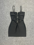 Australian Niche Metal Ring Steel Nails In The Chest Hollow Slings With Clothes Sexy Women's Banded Short Skirt 68HZ