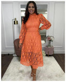 2024 Women's New French Lace Collar Bubble Bubble Sleeve Dress Temperament To Show Skinny Dress 68HZ