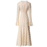 Heavy Industry Three-Dimensional Plate Flower Collar Horn Long-Sleeved Retro Princess Dress Dress Women's New Spring And Summer 2025 68HZ
