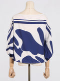 Fashion Commuting Two Sets Of 2025 New One-Word Shoulder Clothing + High-Waisted Broad Leggings Printed Set 68HZ
