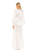 Evening Dress Women 2025 New Autumn Sexy Open Fork Lantern Sleeves Thin Famous French-Style Fasting Long Skirt 68HZ