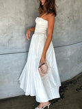 Ins New Women's Sexy Bodysuit Slings Mid-Length Skirt Fashion High-End White Dress Summer Pure Lust 68HZ
